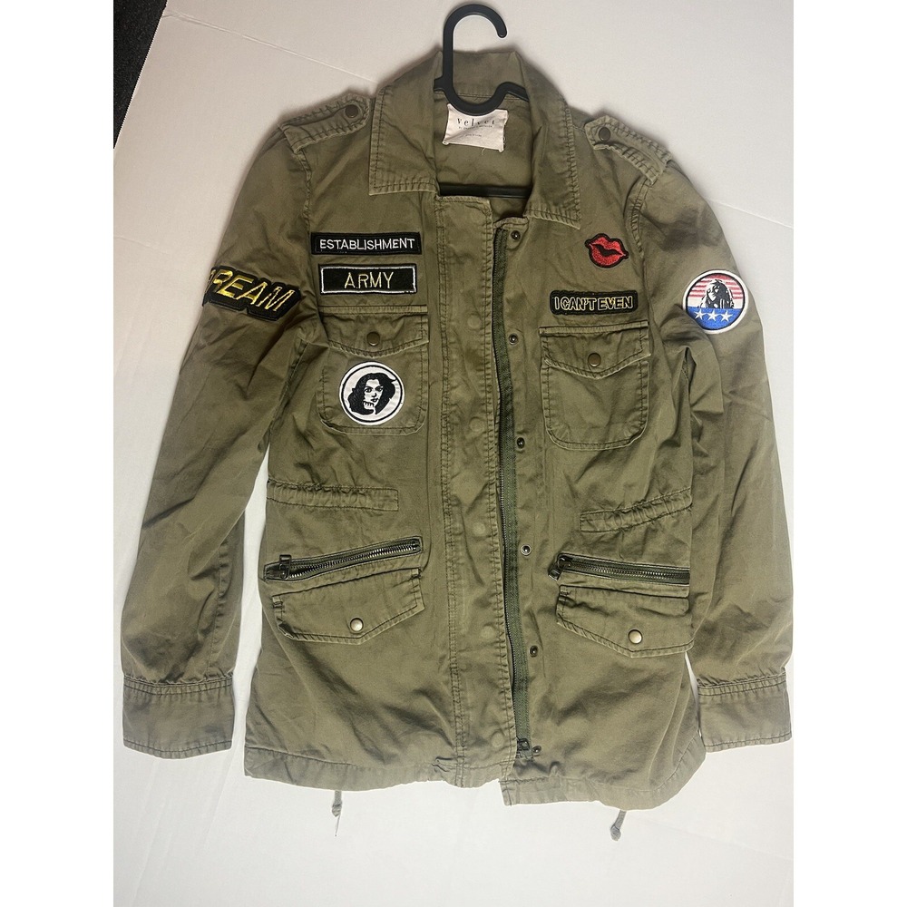 Velvet‎ Graham & Spencer Jacket Women XSmall Green Military Snap Button Army